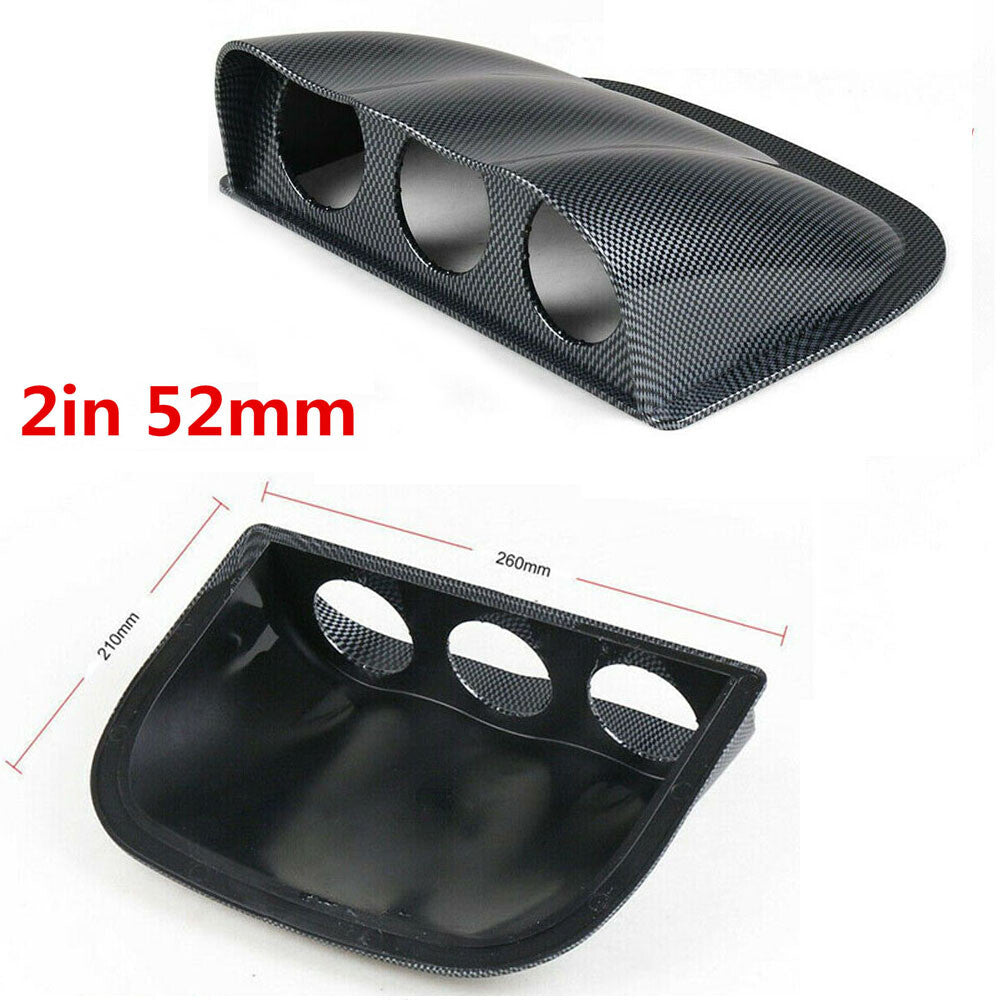 Car Carbon Fiber Look ABS Plastic 3 Hole Gauge Meter Mount Pod 2 52MM