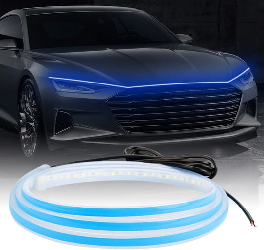 70-inch blue automotive LED daytime running light strip, waterproof flexible DRL light - n