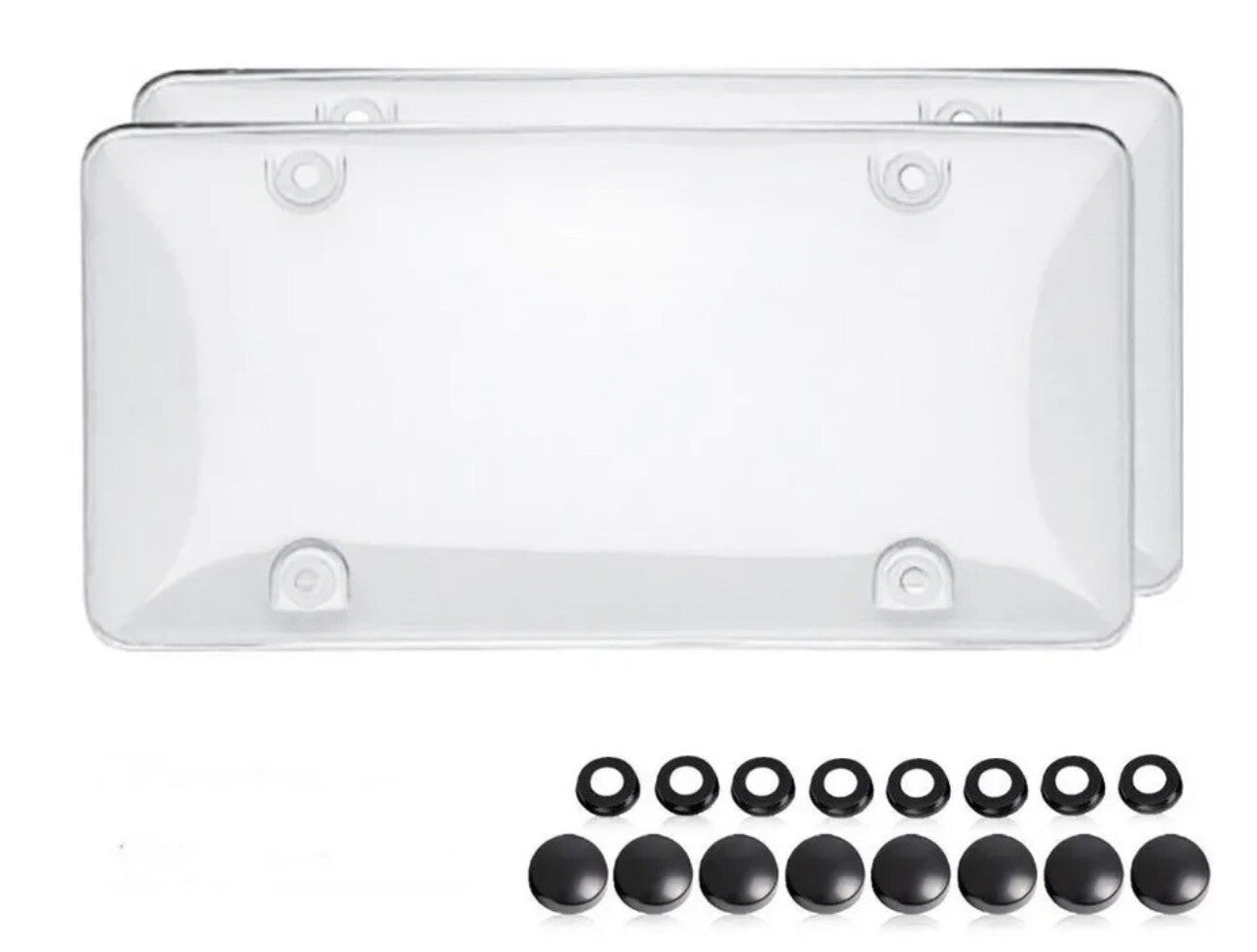 2pc Clear License Plate Tag Frame Covers Bubble Shields Protector for Car Truck