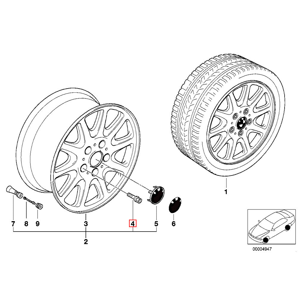 5-piece set of wheel lug bolts and nuts suitable for E46, E90, E39, E60, E53, 361, 367, 81, 150, M121.5- n