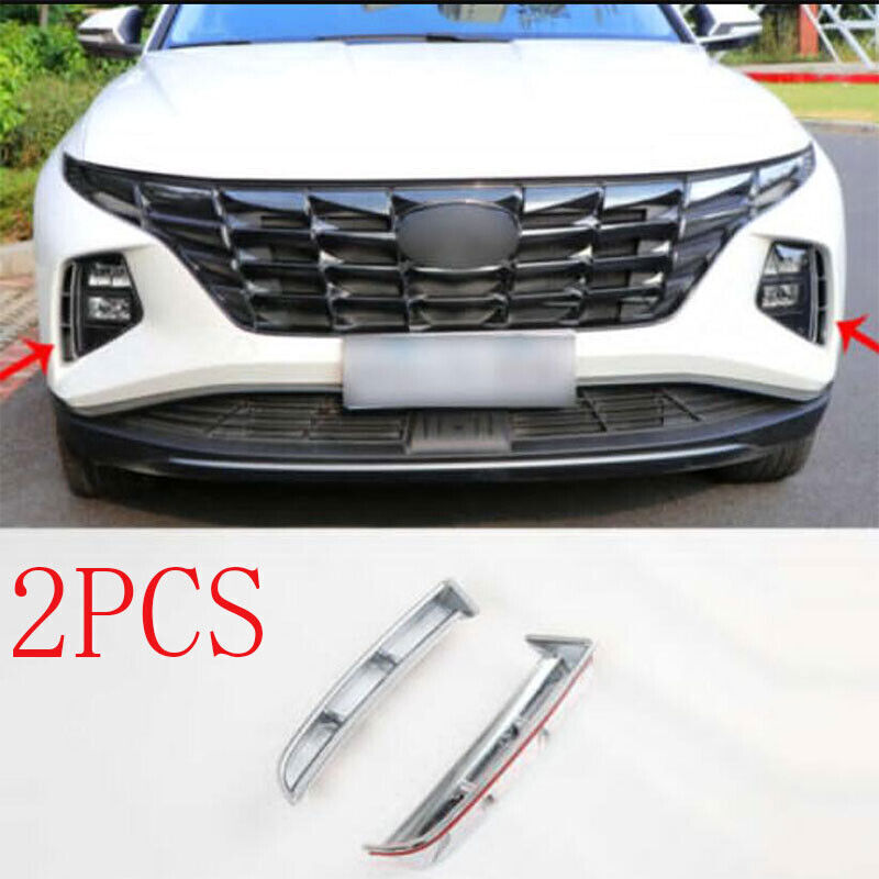 for Hyundai for Tucson 2023 Chrome Front Headlight Lamp Air Inlet Frame Cover 2pc n