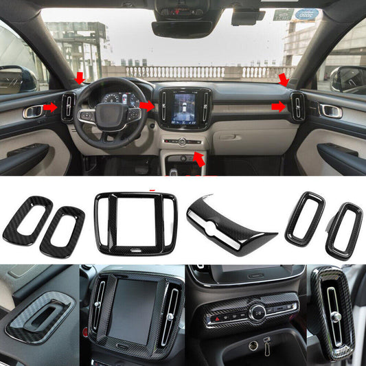 for Volvo XC40 2019-22 Carbon Fiber Console Dashboard Air Outlet Vent Trim kit6