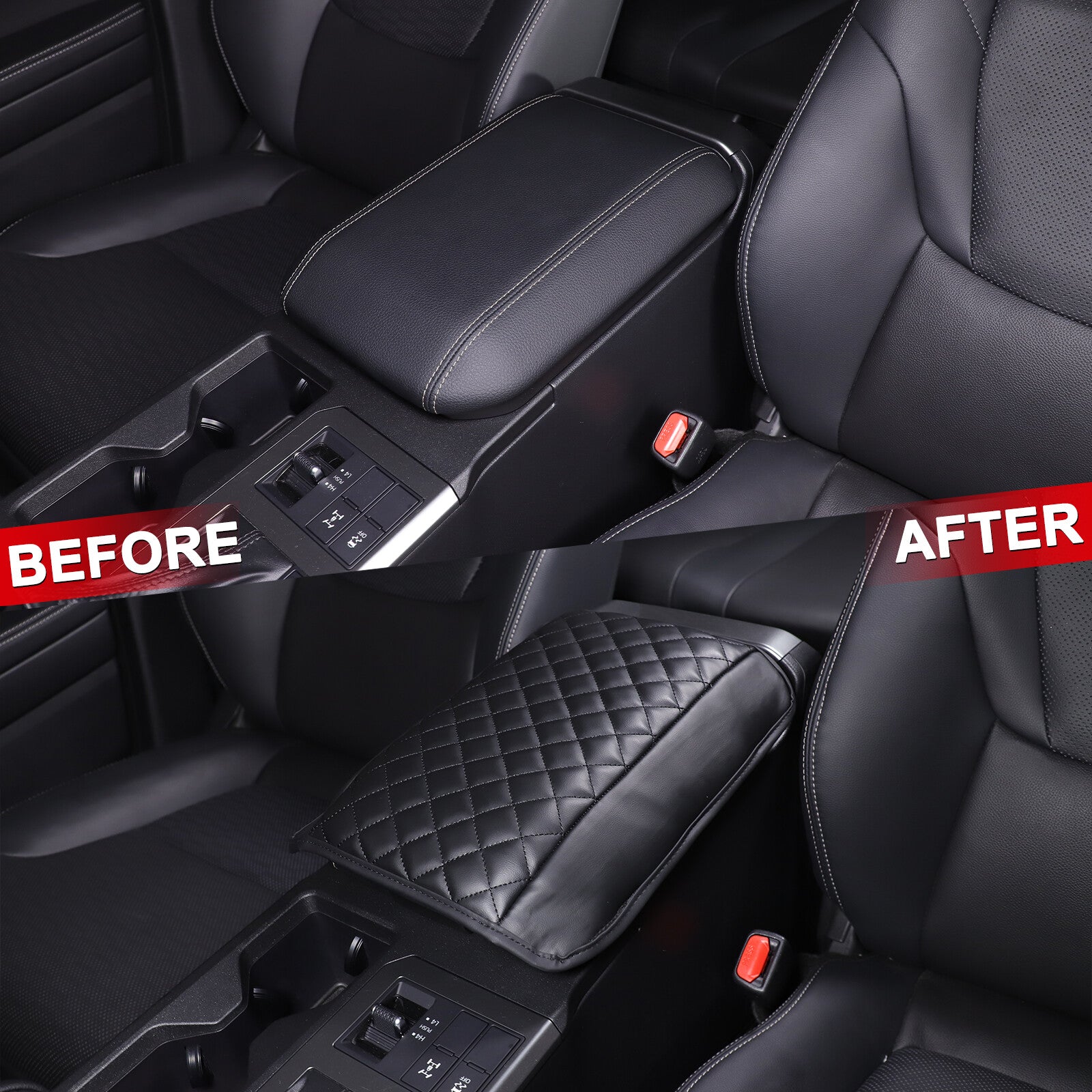 Lether center console armrest box decorative cover for Land Cruiser Prado LC250 24+- n