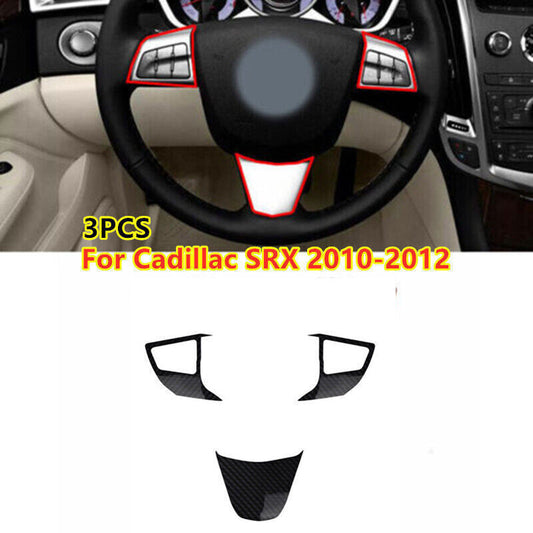 ABS Carbon Fiber Steering Wheel Button Frame Cover Trim for Cadillac SRX 2010-12