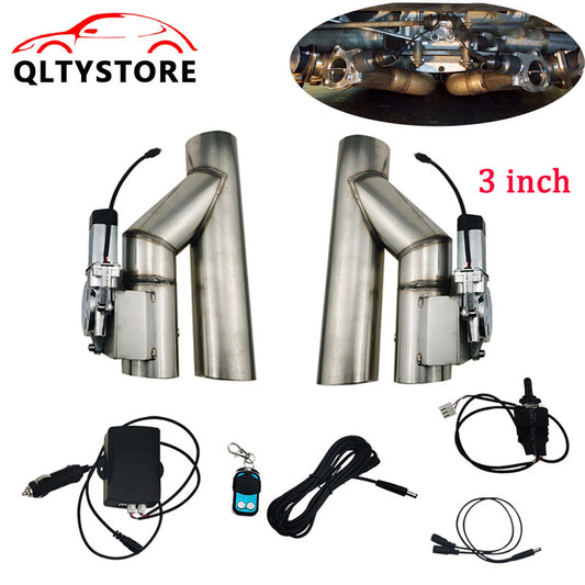 3'' Double Electric Exhaust Y Pipe Single Control Valve Remote Manual Switch Q
