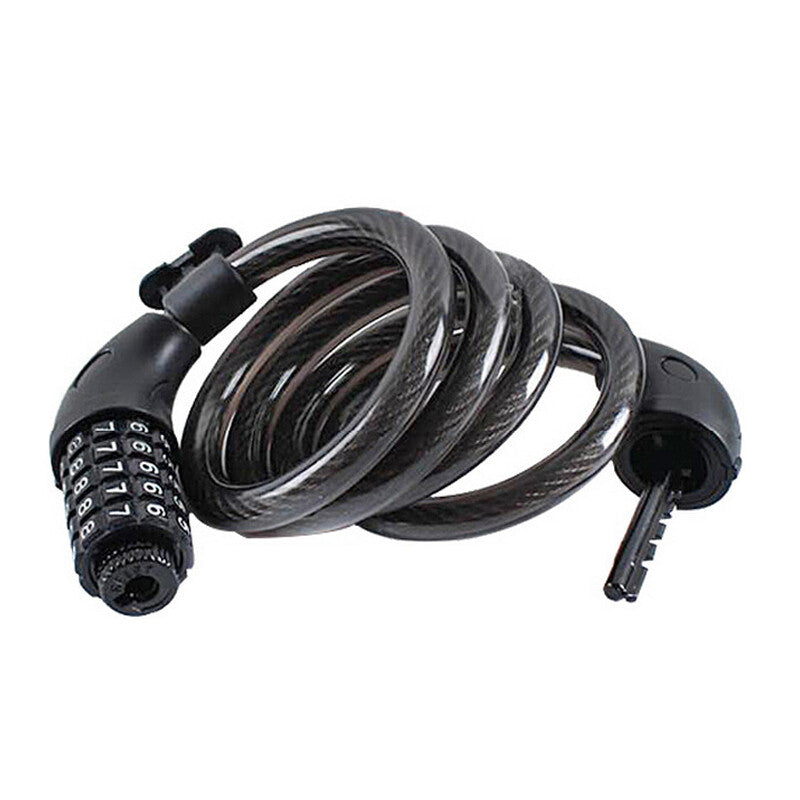 Bicycle anti-theft lock with five-digit combination lock, soft wire lock, and cut-resistant design. n