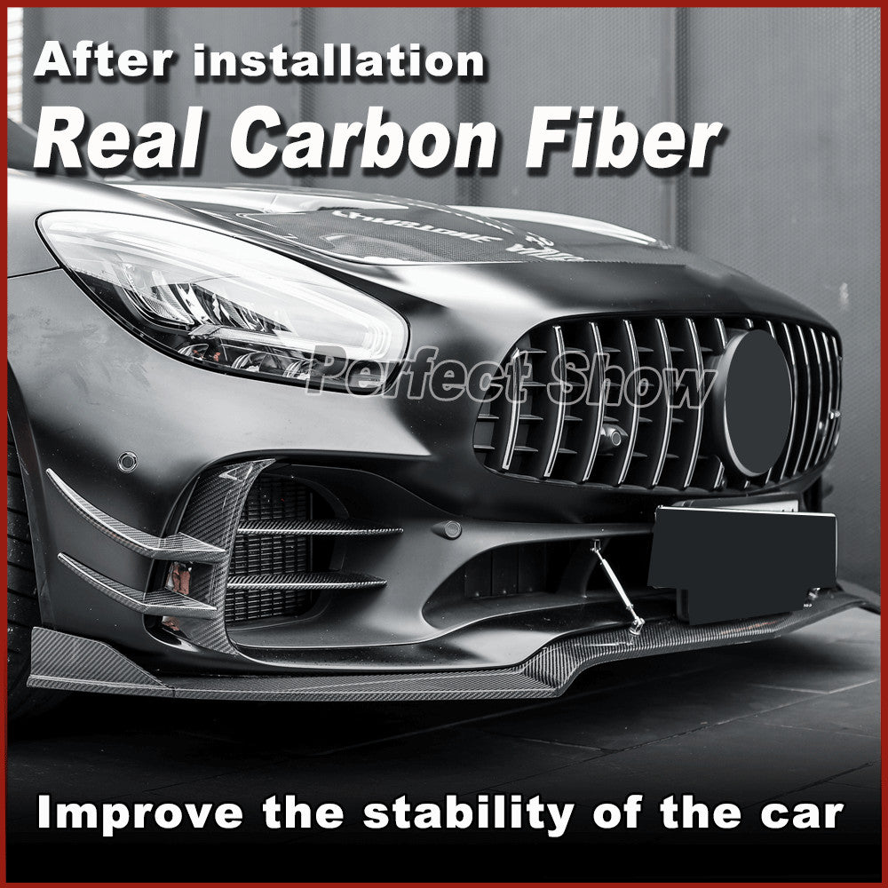 Fit for Mercedes-Benz GT R 16-18 Real Carbon Front Bumper Fins Air Vent Trim