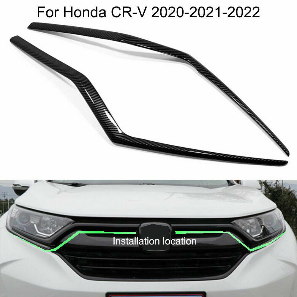 2x for Honda CR-V 2020-22 Carbon Fiber ABS Front Central Grille Cover Strip Trim
