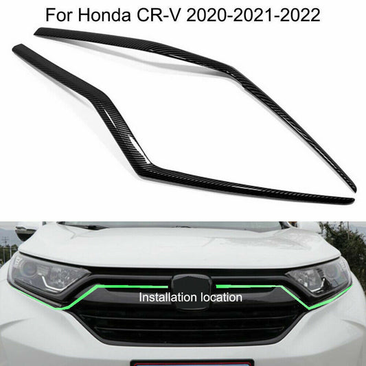 2x for Honda CR-V 2020-22 Carbon Fiber ABS Front Central Grille Cover Strip Trim
