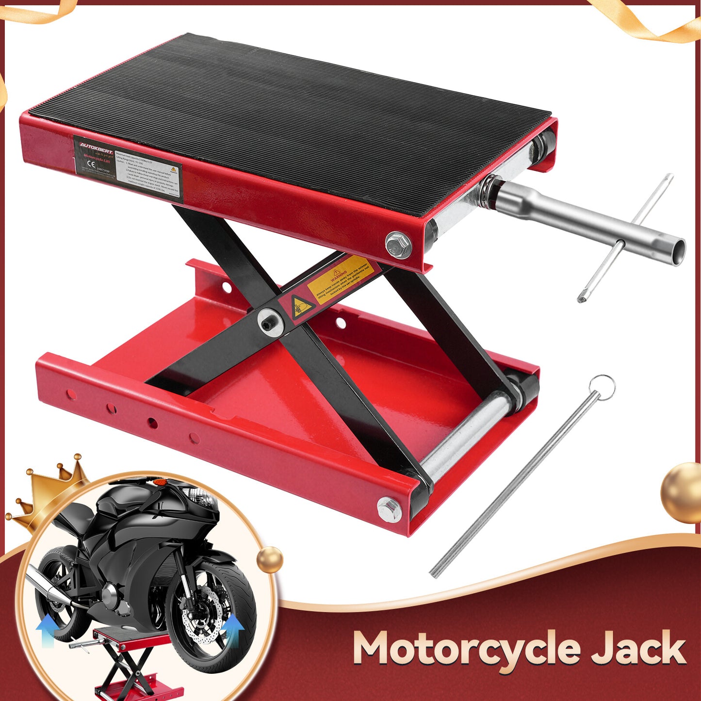 Wide Deck 1100 LB Motorcycle Center Scissor Lift Jack Hoist Stand Bikes ATVs US