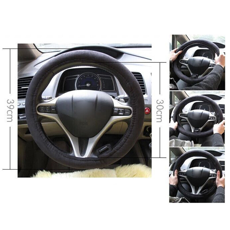Car 38cm 15-inch heated steering wheel cover for winter warmth + lighter plug n