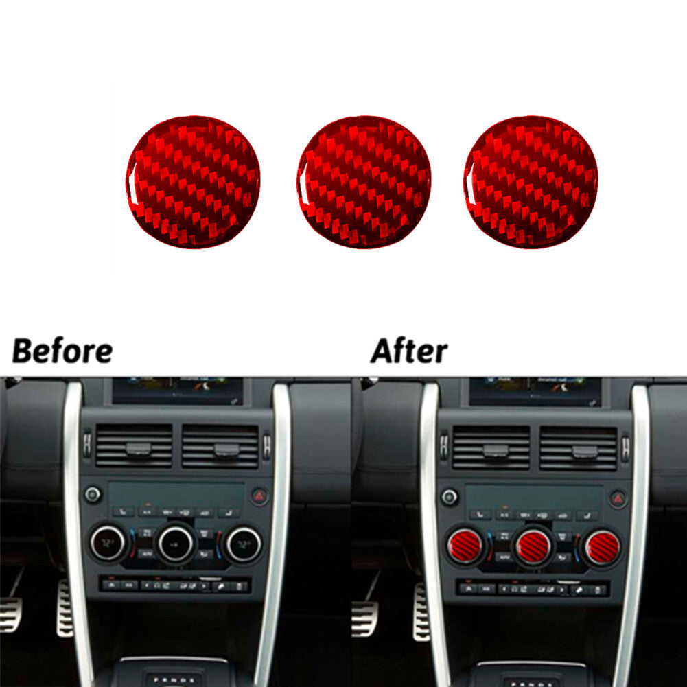 Red Carbon Fiber Radio Button Cover Trim for Land Rover Discovery Sport 2015-19