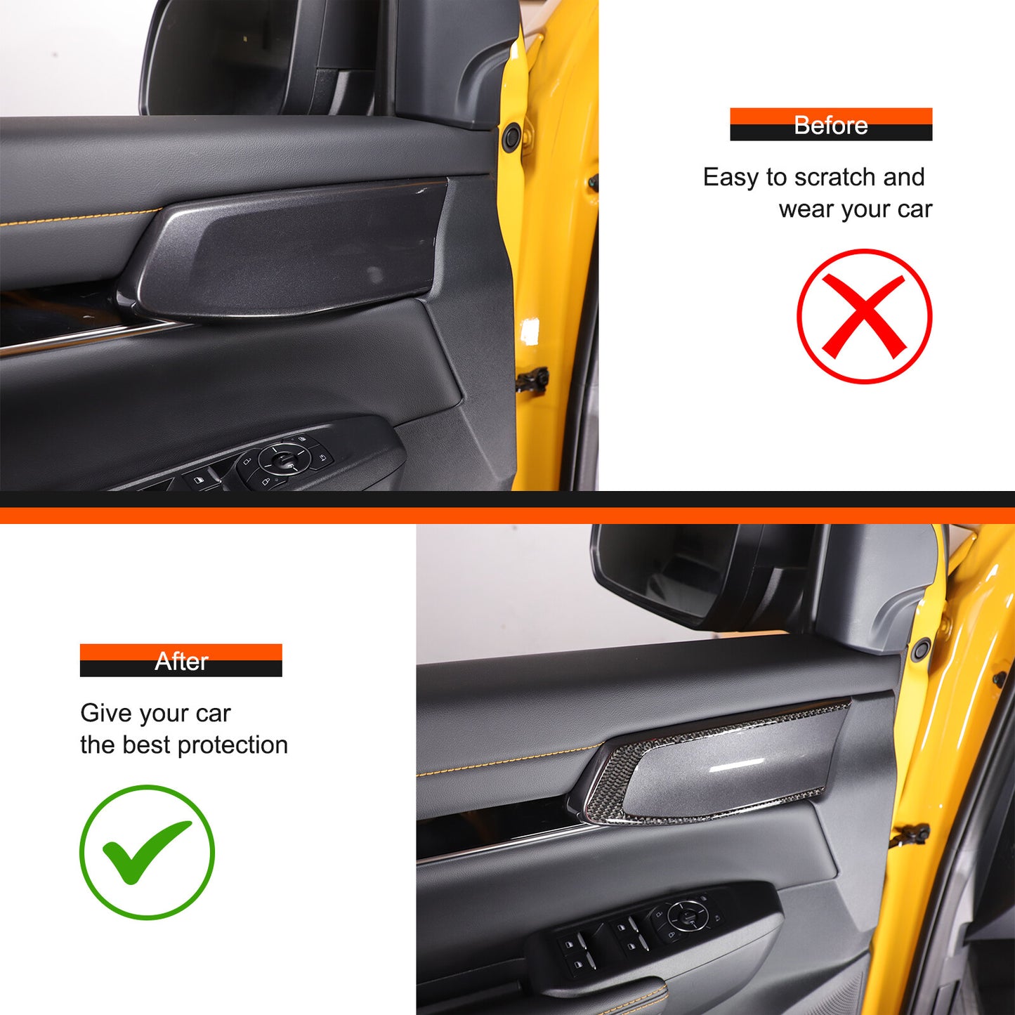 Carbon fiber front door armrest stickers for Ranger 2023-2024 n