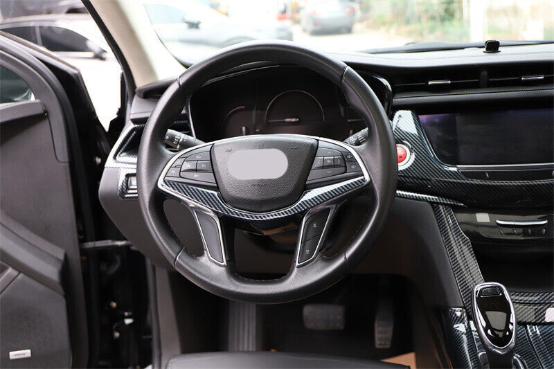 for Cadillac XT5 2017-24 ABS Carbon Fiber Inner Steering Wheel Strip Cover Trim