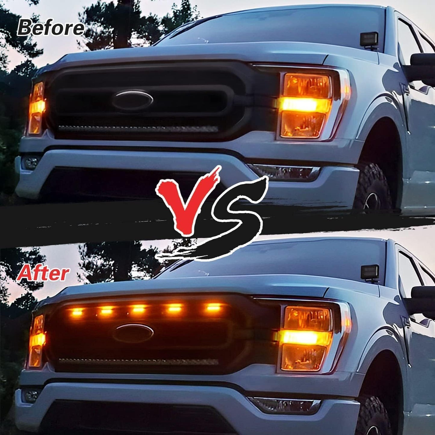 5x Amber For 2021-2023  for ford  F-150 XL/XLT/XLT Sporting Cab LED Front Grille Light Q