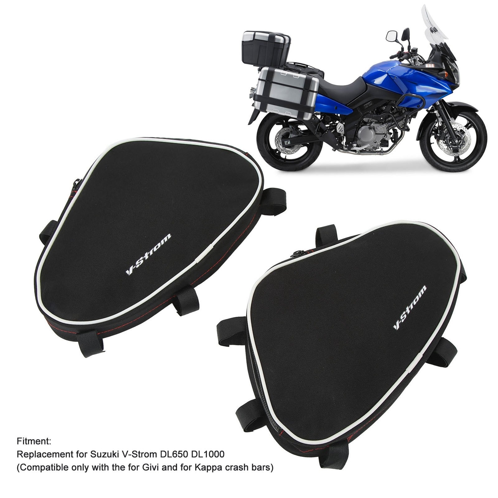 Motorcycle Frame Crash Bars Bag Repair Tool Placement Package Set Of 2 For Q