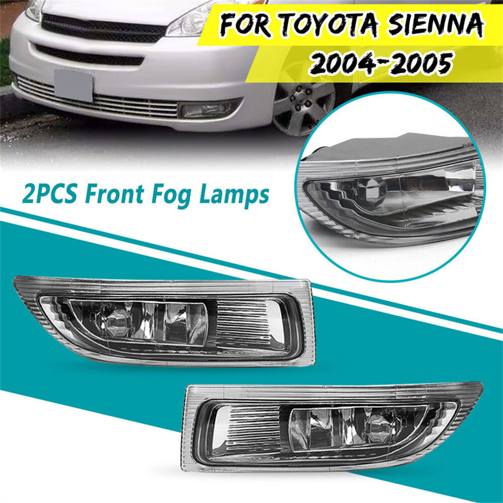 Pair Front Bumper Fog Lamp Driving Light Clear LH+RH for Toyota for Sienna 2004-2005
