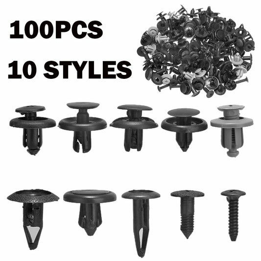 Set of 100 Trunk Screws Rivets Car Bumper Fender For Auto Plastic Fastener Clips