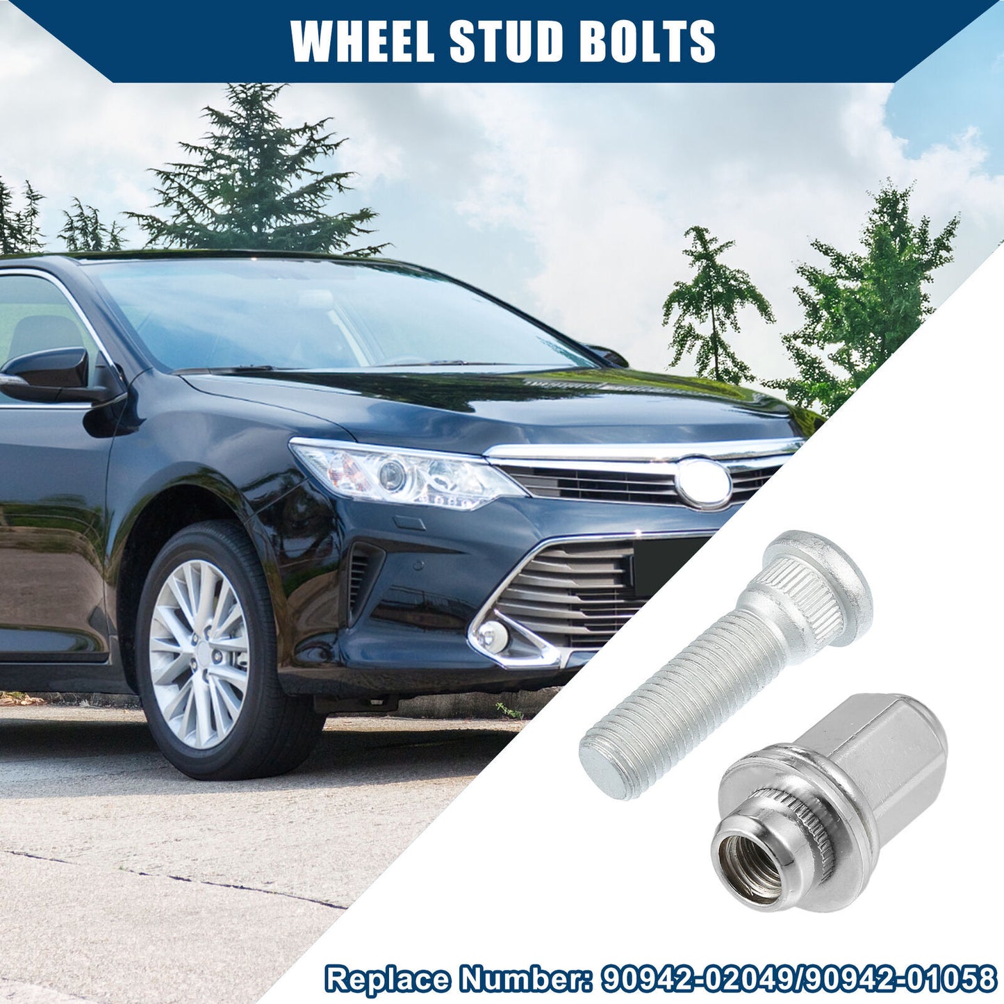 Wheel Lug Stud Hub 12x1.5 Lug Nut Chrome for Toyota 4Runner for Avalon for Camry for Corolla Q