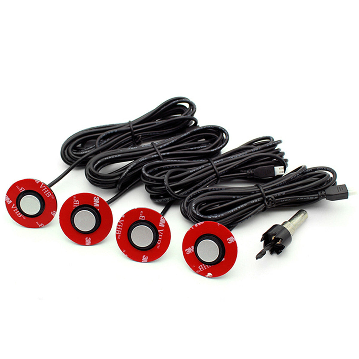 16mm Silver Car Flat Hidden Parking Sensor Reverse Backup Radar 2 Pin Waterproof