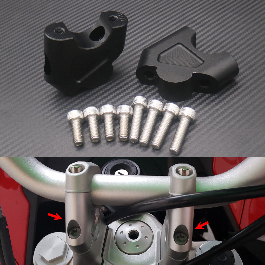 Black 32mm CNC Machining Handlebar Riser Bar Clamp for BMW R1200GS LC ADV 14-18 Q