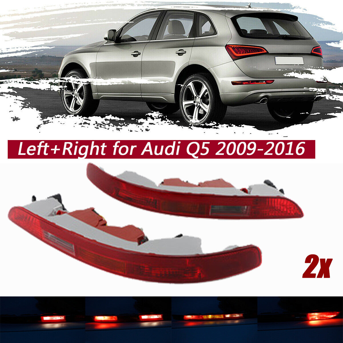 Rear bumper reverse parking lights applicable to for Audi Q5 2009-2016 driver's side.
