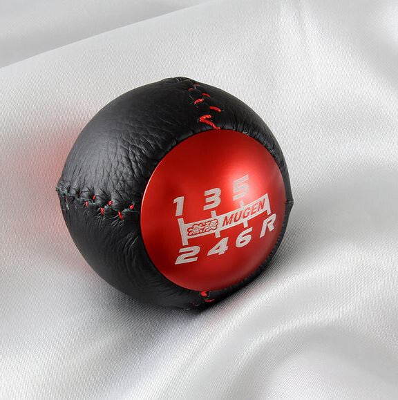 Car Shift Knob 6-speed Mugen, black and red PVC leather, suitable for Honda for Civic,CRX, for Acura .