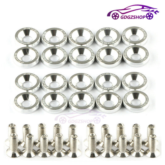 20pcs Silver Aluminum JDM Fender Bumper Washer M6 Bolt Engine Bay Dress Up Kit