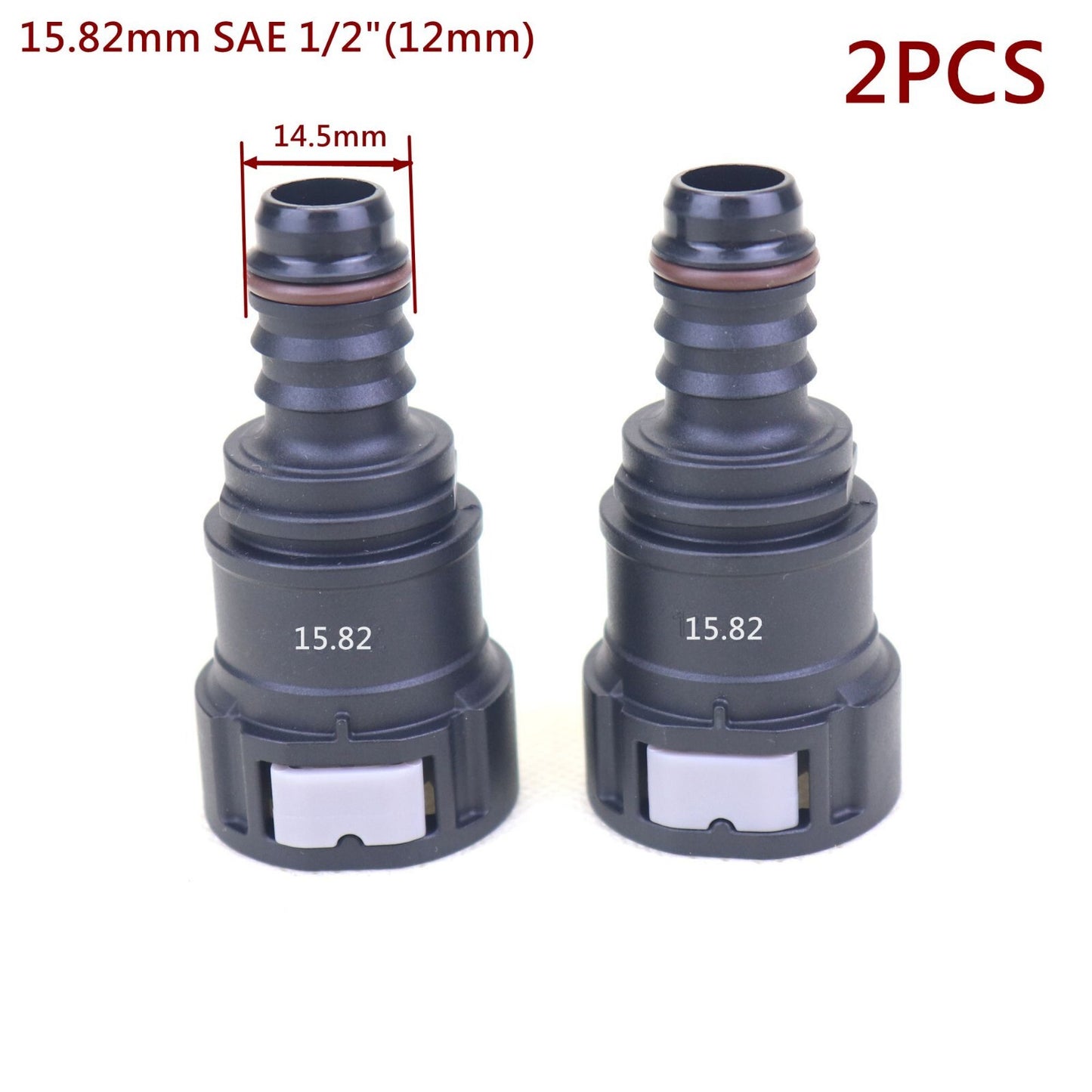 2-Pack 15.82mm SAE 1/2 inch Nylon Fuel Line Quick Connector Release Hose Disconnect Hose