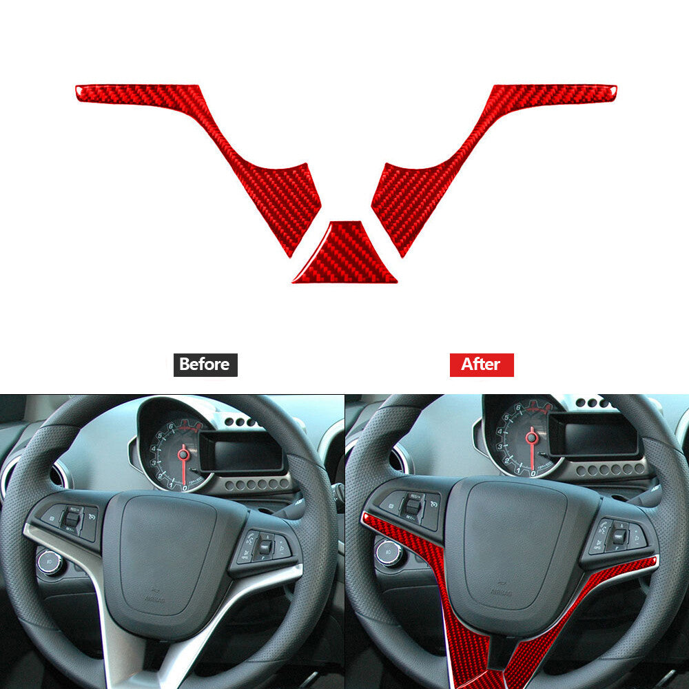 Red Carbon Fiber Center Multimedia Panel Cover Trim for Chrysler 200 2011-2014 v