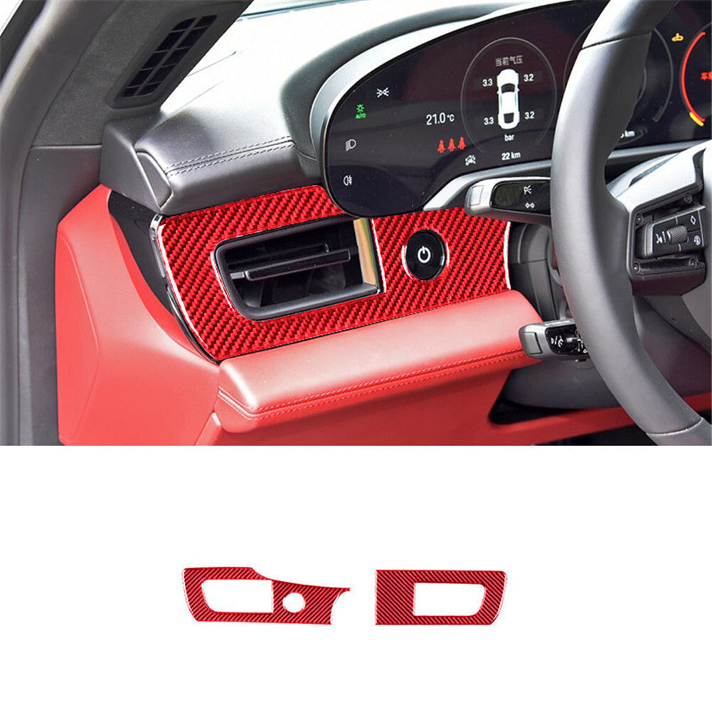 Red Carbon Fiber Side Air Outlet Frame Cover Trim for Porsche Taycan 2019-2022