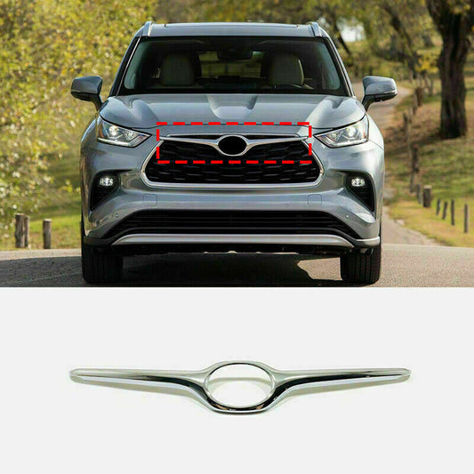 Chrome ABS Front Bumper Center Grille Cover Trim for Toyota Highlander 2020-2023