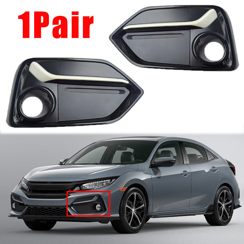 2Pcs for Honda for Civic Hatchback 2020-21 Pair Front Bumper Foglamp Trim Lid Bezel