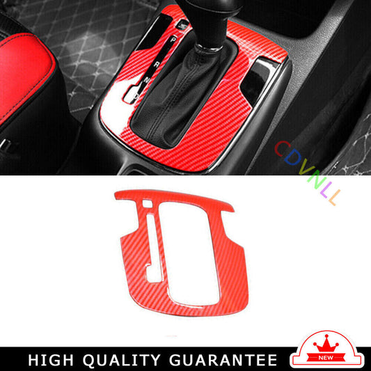 Middle Console Gear Shift Panel Cover Trim for Kia K3 2017-18 Red Carbon Fiber