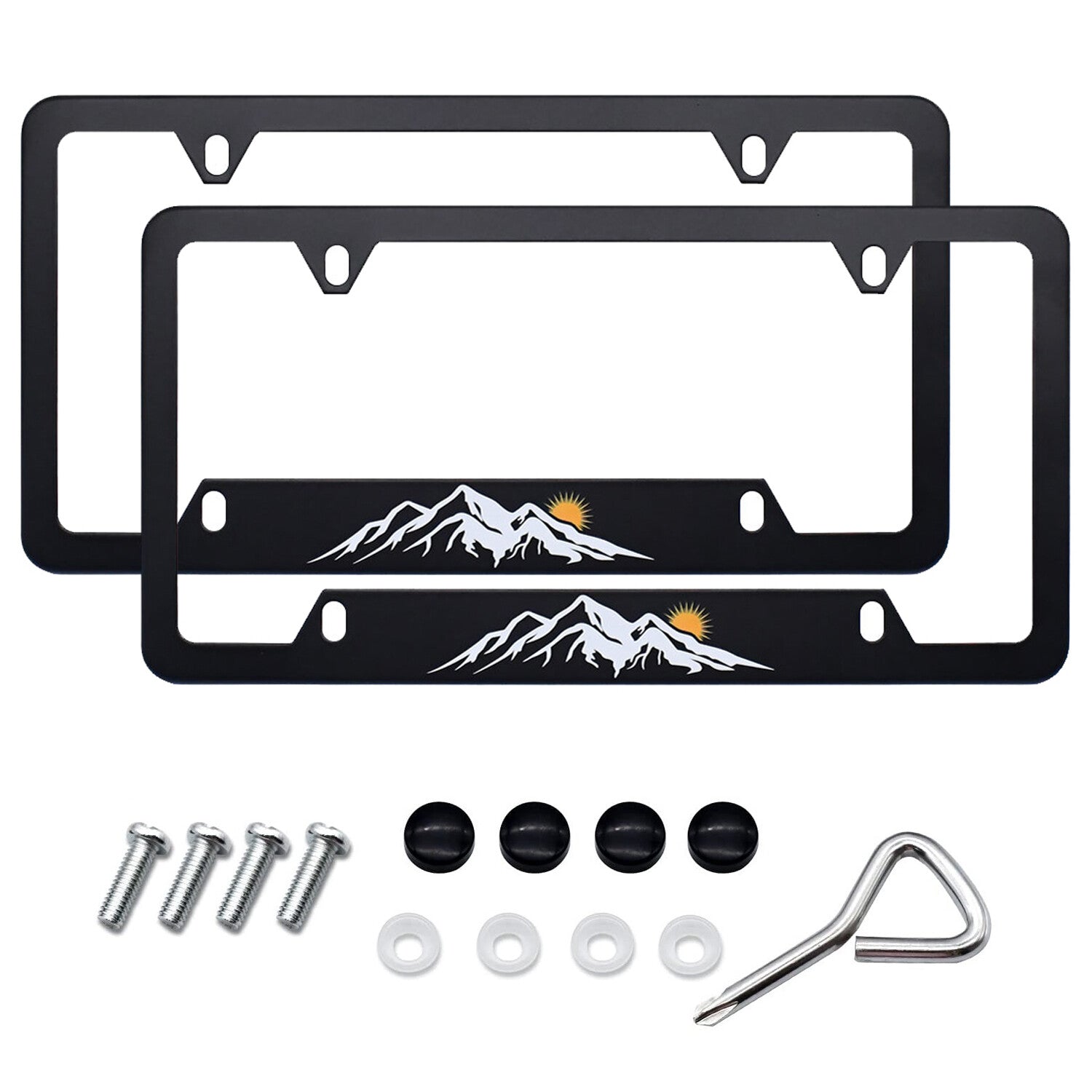 2pcs for Toyota Mountain & Sun Raised Car SUV License Plate Frame Metal Covers