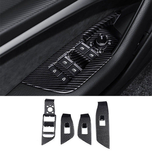for Audi A4 A5 2017-2024 ABS Carbon Fiber Window Lift Panel Switch Cover Trim 4P