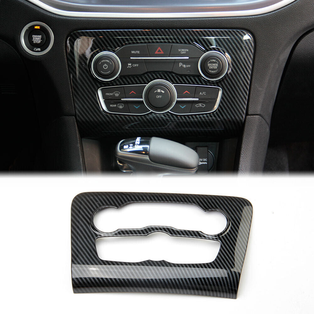Carbon Fiber Indoor Central Control A/C Panel Cover Trim for Dodge Charger