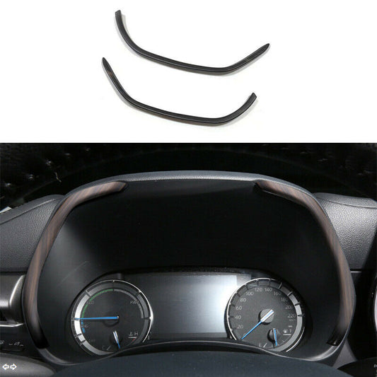 2X Wood Grain Instrument Dashboard Strips Trim for Toyota Highlander 2020-2023