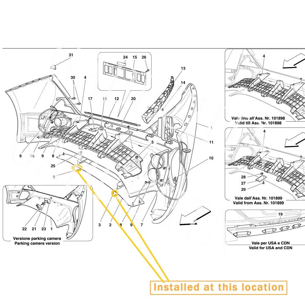 Equipment Manufacturer: 82548200- ( for Ferrari California rear bumper boiler fin)