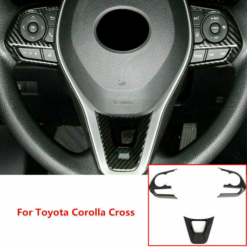 for Toyota for Corolla Cross 2020-2023 Carbon Fiber Look Steering Wheel Cover Trim