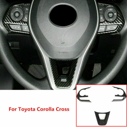 for Toyota for Corolla Cross 2020-2023 Carbon Fiber Look Steering Wheel Cover Trim