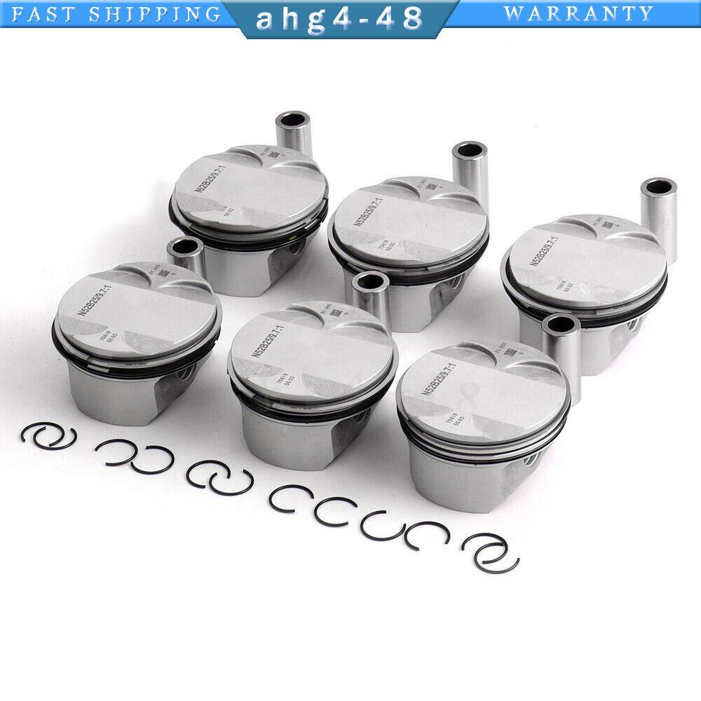 6-piece set of STD low compression 9.7:1 N52B25 piston rings suitable for E60, E90, 325i, and 523i.