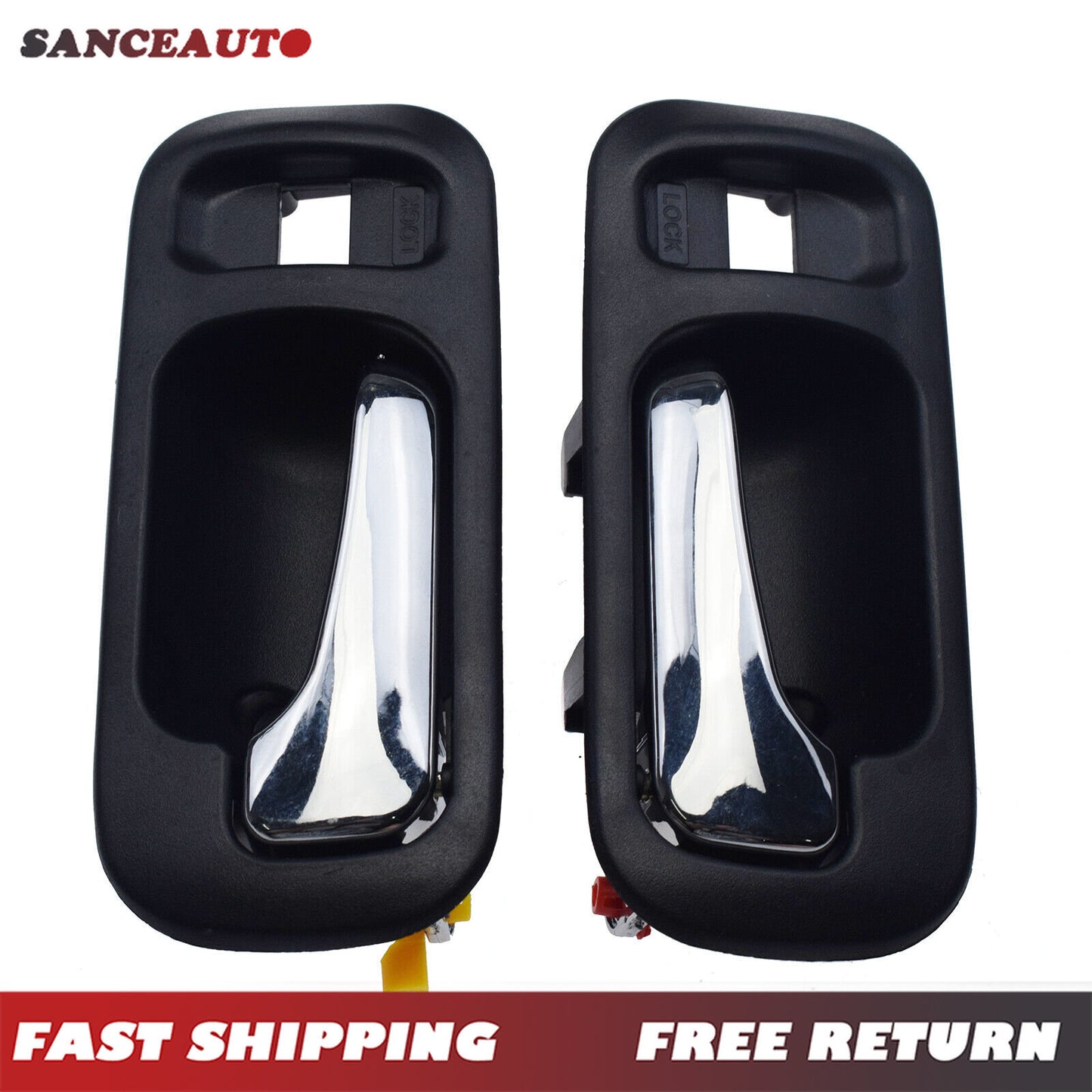2-Piece Chrome Black Interior Door Handle, Front Left Handle, for 1997-2001 CRV Odyssey n
