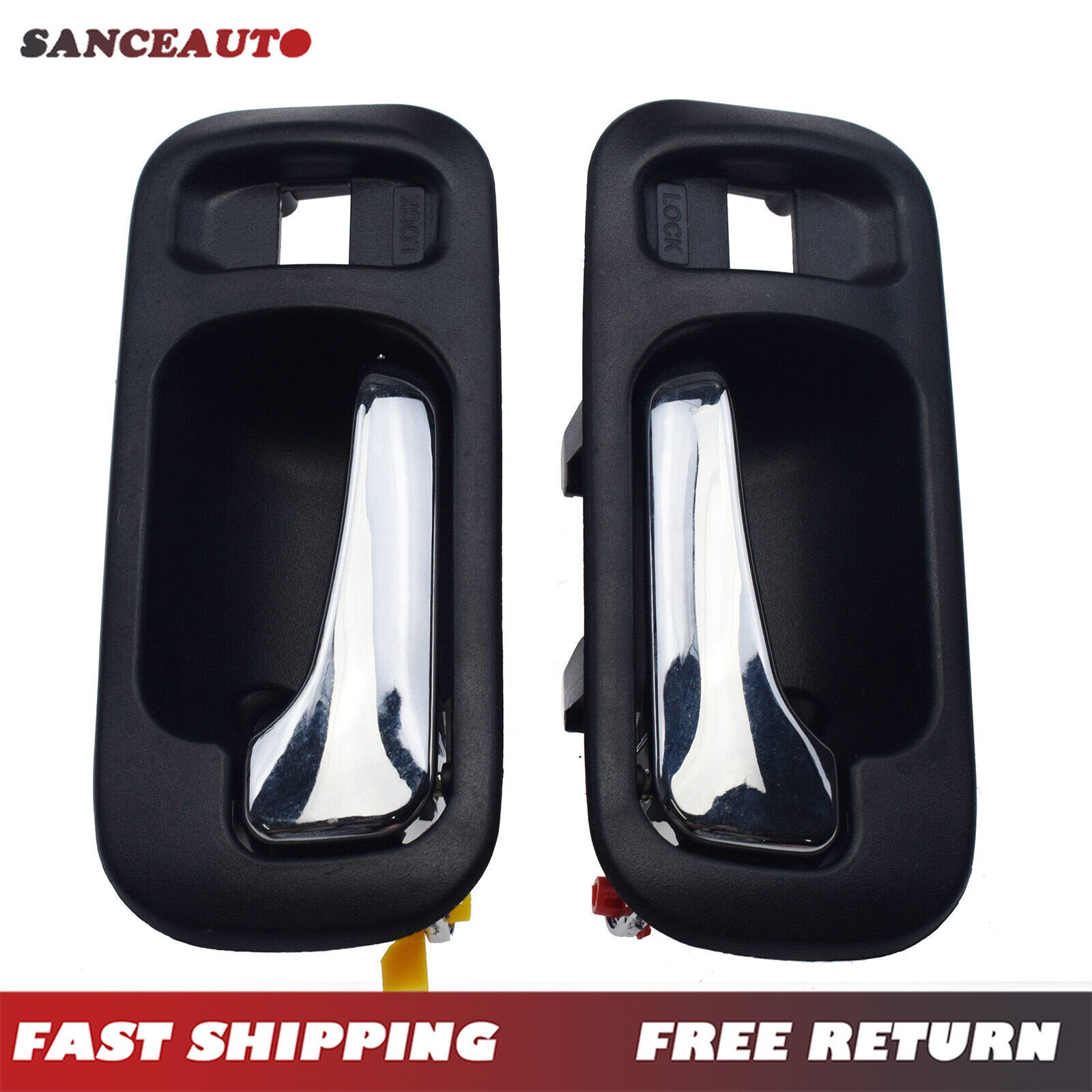 2-Piece Chrome Black Interior Door Handle, Front Left Handle, for 1997-2001 CRV Odyssey n