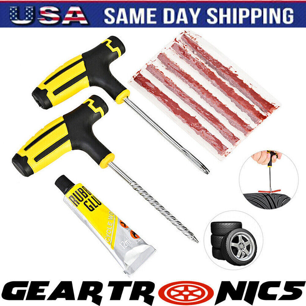 Car Tubeless Tyre Tire Puncture Repair Plug Repair Kit Needle Patch Fix Tool NE!