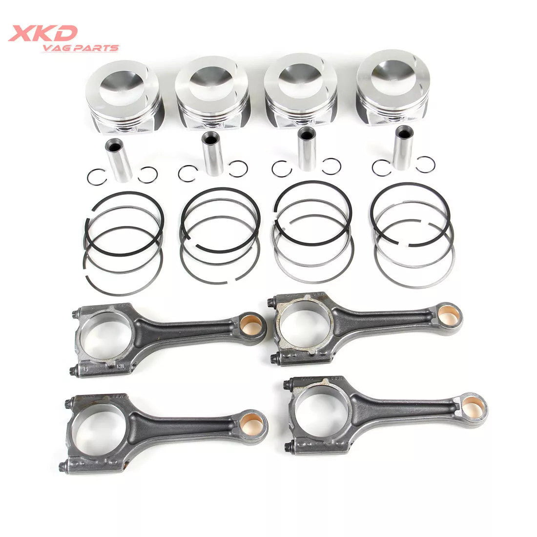 4* Piston Ring Assembly Con Rods 20MM Fit for VW for Golf for Jetta for Audi for A4 BPY BPG BWT Q