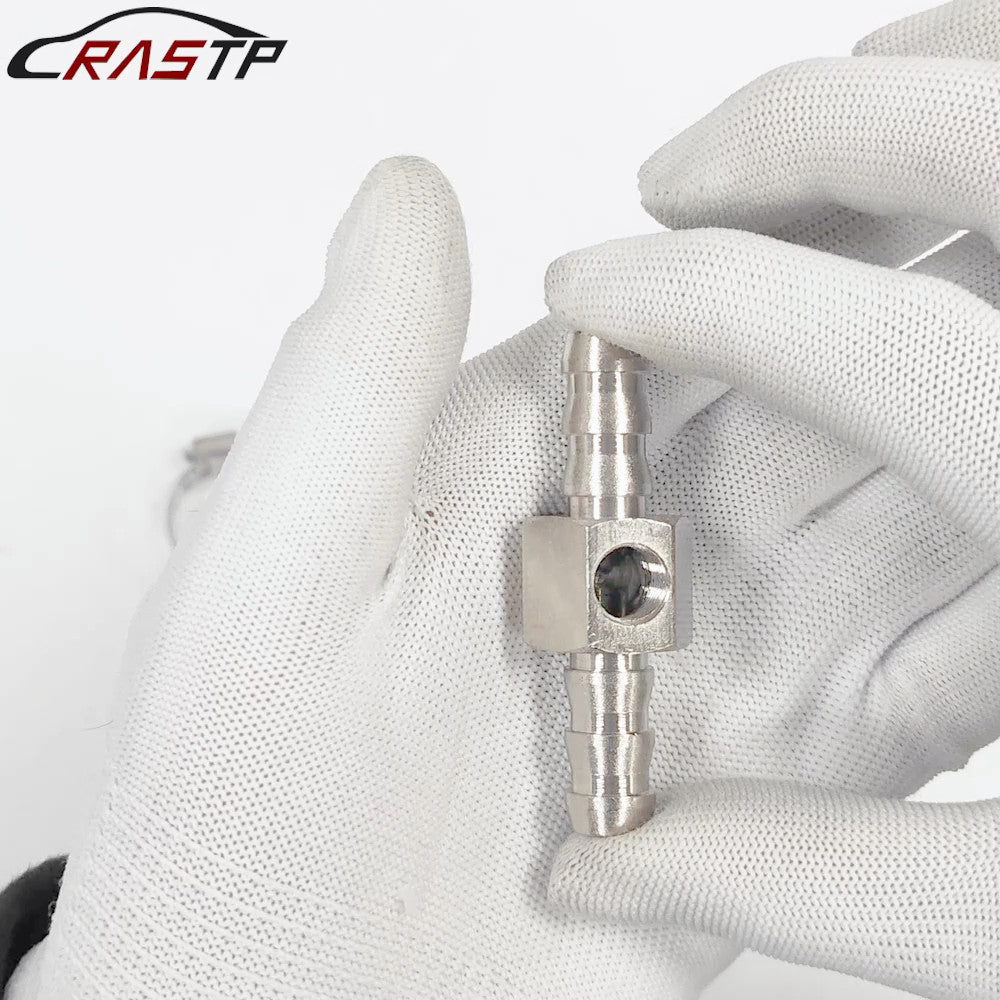 1/8-27 NPT 3/8 Fuel Line Fuel Pipe Pressure T-fitting Gauge Sensor Adapter Iron Q