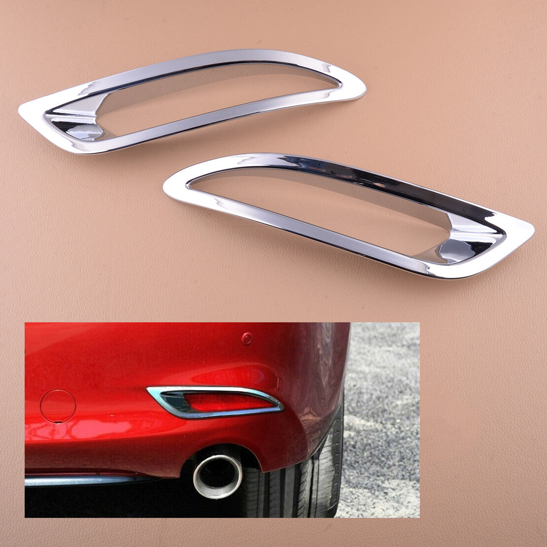 1Pair for CHRome Rear Fog Light Cover Trim Fit for for Mazda 6 2018-2020 v