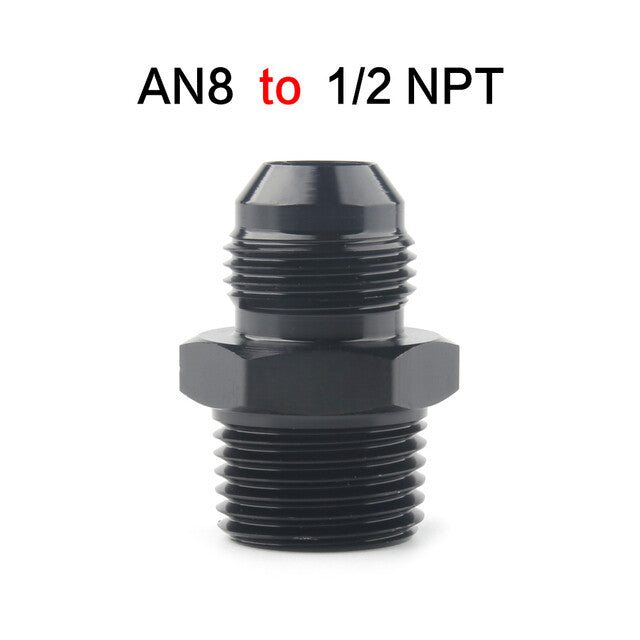 1-Piece Straight Adapter 8AN to 1/2 NPT Accessories, Black Aluminum Premium Material