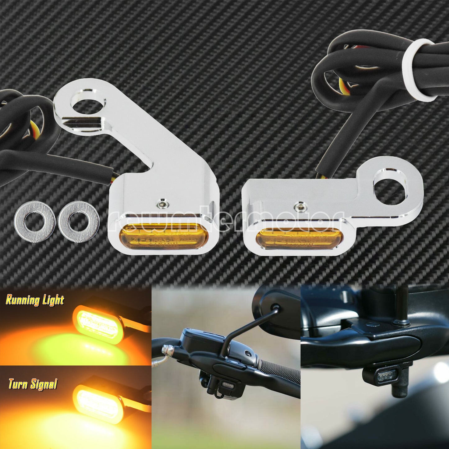 2X Chrome LED Turn Signal Indicator Running Light Fit for Harley Touring Softail Q